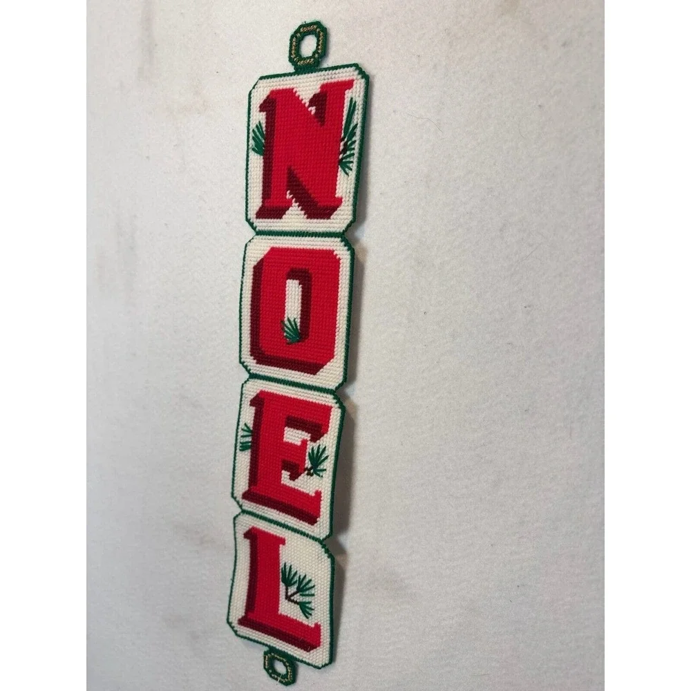 Vintage Christmas NOEL Hanger Needlepoint Plastic Canvas Handmade 27